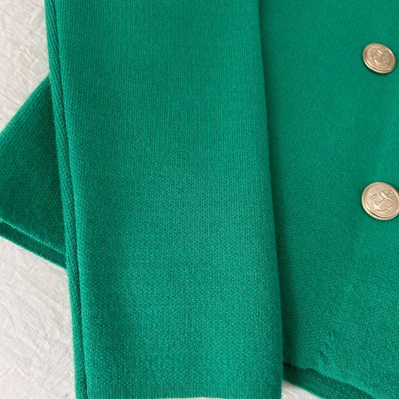 Tahari Kelly Green cardigan with brass buttons NEW - Picture 8 of 14